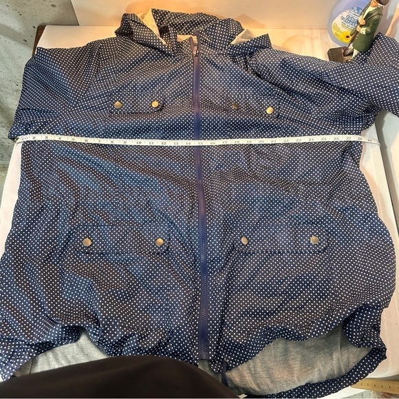 Women’s plus size jacket lightweight polka dot navy blue white size 3X pockets - Picture 8 of 9